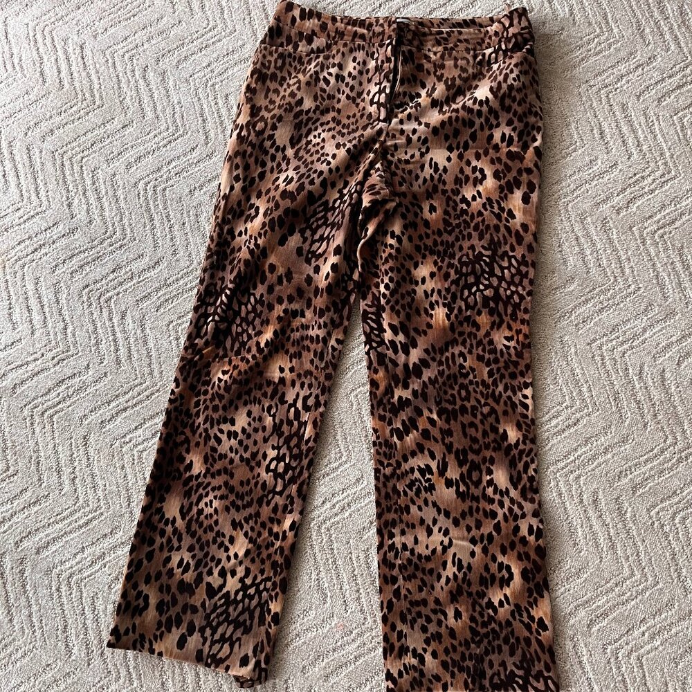 Leopard print heavy straight legged pants